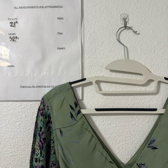 Eva Blue Vintage 90s Floral Dress 14 Green Purple Beaded Fairycore Whimsigoth‎ - Picture 6 of 6